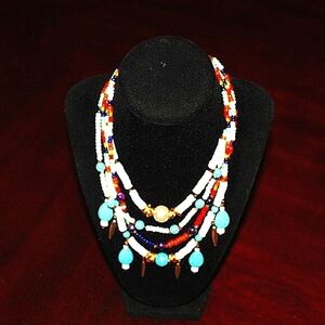 Boho Beaded Layered Necklace Handmade–